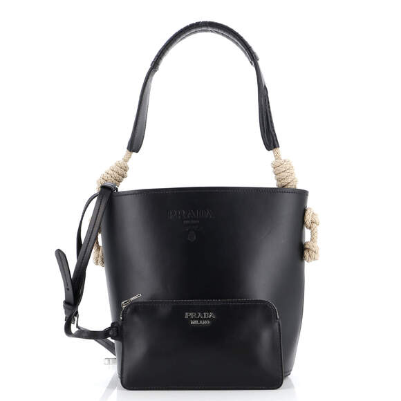 Prada Tambour Bucket Bag Leather With #148886P82B - Picture 3 of 9